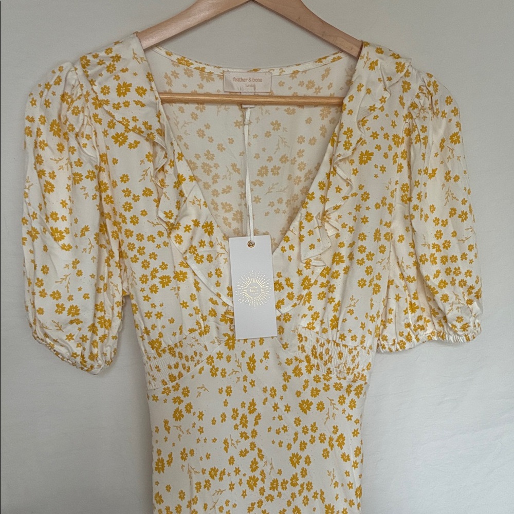Floral Print Maxi Dress - Cream and Yellow